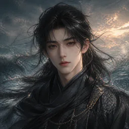 星月 黑衣黑馬 面色蒼白 看起來有些嬴弱的男子