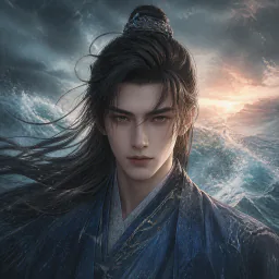 建戌 一襲藍色長衫 氣質出眾 神情淡漠的年輕男子